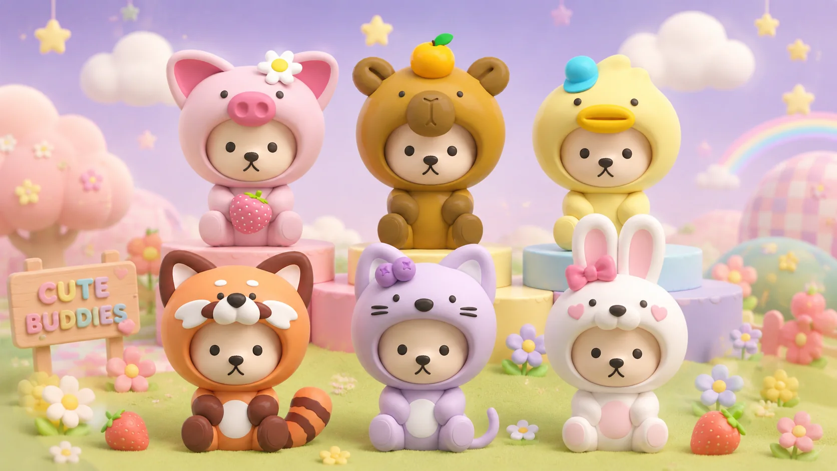 Cute Buddies 动物套装潮玩系列